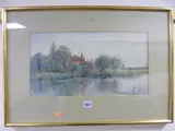 RBA (1837-1942), River landscape with figures in field beyond, ducks and figure in boat on river before house by G S Walters, oil, sold Jan 2017