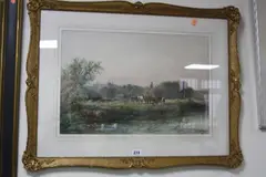 Haymaking Windsor, watercolour, signed and dated 1925 lower right, approximately 36.5cm by H C Fox, 1925, watercolour, sold Jan 2017