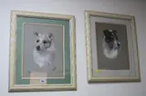 dog portrait studies Ricky and Tiny, pastel, both signed lower by Dorothy S Hallett, pastel, sold Jan 2017