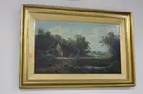 Old Farm building near Stratford on Avon and Cottage at Preston on Stour, oil on canvas, by J E Brooke, oil on canvas, sold Jan 2017
