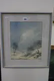 Snowy landscape, watercolour, signed lower right, approximate size 34.5cm x by Elizabeth M. Halstead, watercolour, sold Jan 2017