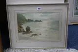coastal landscape, watercolour, signed lower left, approximately 25cm x 34.5cm by Margaret Waller, watercolour, sold Jan 2017