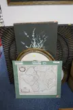 to include Morden Leicestershire map, oval gilt framed portrait studies, modern art jug print and wall art piece (5) by Pictures And Prints, print and wall, sold Jan 2017