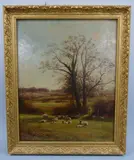 'Spring' depicting sheep in landscape, signed A. Banner lower right, by Alfred Banner, oil on canvas, sold Dec 2016