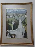 Welsh Town scene with mountains to background, signed Williams to lower centre, oil by Alan Williams, oil on canvas, sold Dec 2016