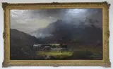 West Highland Loch with longhorn cattle watering, oil on canvas, signed lower left, by W. H. Collins, oil on canvas, sold Dec 2016
