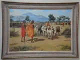 (b.1941-), 'Alasia' oil on canvas, figures with cattle in dry landscape, by Willem Sternberg de Beer, oil on canvas, sold Dec 2016