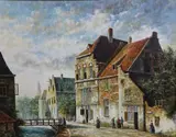 continental street scenes, oil on board, both signed lower right, approximately 39cm x by L Roth, oil on board, sold Dec 2016
