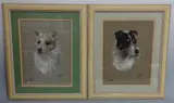 dog portrait studies Ricky and Tiny, pastel, both signed lower by Dorothy S Hallett, pastel, sold Dec 2016