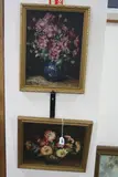 exh 1920-1938, floral still life studies, oil on board, both signed bottom left, by Elsie May Robson, oil on board, sold Dec 2016