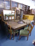 and a modern oil on canvas French Street scene, signed J by Five Oak Framed Edwardian Dining Chairs, oil on canvas, sold Dec 2016