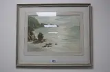 coastal landscape, watercolour, signed lower left, approximately 25cm x 34.5cm by Margaret Waller, watercolour, sold Dec 2016