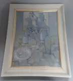 still life study, oil on canvas, signed and dated '88' to reserve of canvas, by June Miles, oil on canvas, sold Nov 2016
