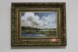 river landscape, oil, signed lower right, approximately 14cm x 20.5cm by J. Eatock, oil, sold Nov 2016