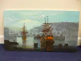 LADY CAROLINE, boats in dock, oil on canvas, signed lower left, approximate size 55. by W. H. Stockman, oil on canvas, sold Nov 2016
