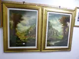 VALLEY LANDSCAPES, with chateaus with figures before and rivers, oil on canvas, each by C. Natali, oil on canvas, sold Nov 2016
