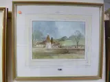country landscape with buildings in fields, watercolour, signed lower left, by Ivan Taylor, watercolour, sold Nov 2016