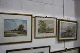 landscape watercolours, figures with horses in village, approximately 23.5cm x 36cm by W C Eddington, watercolor, sold Oct 2016