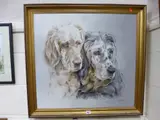 Spaniel portraits, oil on canvas, signed lower right, approximately 66cm x 70cm (canvas by Dot Merry, oil on canvas, sold Oct 2016