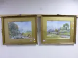 Yardley Fields, Warwickshire and The Arun, Sussex, watercolours, approximately 27cm x 36.5cm (2) by Vernon Edmunds, watercolor, sold Oct 2016