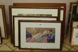 to include scantily clad female on shoreline, women in barn, reclining nude by Russell Flint Prints, print, sold Oct 2016