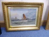 ships in full sail at stormy seas, a pair of gilt framed oil on canvas, signed by George Turner, oil on canvas, sold Aug 2016