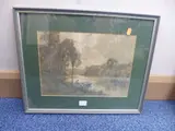 figure in boat fishing in river landscape, watercolour, signed and by Lester Sutcliffe, 1921, watercolour, sold Aug 2016