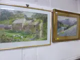 country cottage with ducks and chickens, watercolour, signed lower left, approximately 29cm by G Digby, watercolour, sold Aug 2016