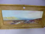 Moor landscape, watercolour, signed lower right, approximately 28.5cm x 79cm by J. Shapland, watercolour, sold Aug 2016