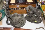 Shepherd & Flock (crook loose), together with W. Elphick sculpture, Blacksmith & by G. Tiney, sculpture, sold Aug 2016