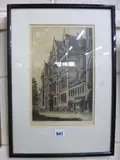 OLD JOSIAH MASON COLLEGE, EDMUND ST, etching, artists proof, titled and signed in by Joseph F Pimm, etching, sold Jun 2016