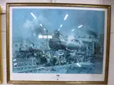 a signed print, 'Preparing for Departure', signed in pencil lower by Terence Cuneo, print, sold Jun 2016
