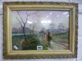 An Afternoon Stroll, oil, signed and dated 1907 bottom right, approximately by M E Oliffe, 1907, oil, sold May 2016