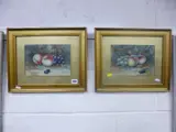 (20th Century Worcester Artist), still life apples and grapes before mossy bank, and by E. Townsend, watercolor, sold Mar 2016