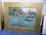 Irish school watercolour, figures working the land before farm buildings, signed bottom by J E Beamish, watercolour, sold Mar 2016