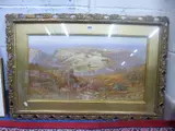Eastern landscape, shepherds with sheep and camel in dessert landscape with walled city, overpainted print, approximately 37cm x 66cm by Samuel Lawson Booth, print, sold Mar 2016