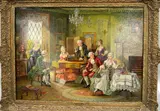 MUSICAL EVENING, in gilt frame by Charles Willis, oil on canvas, sold Mar 2016