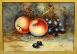 (20th Century Worcester Artist), still life apples and grapes before mossy bank, and by E. Townsend, watercolor, sold Mar 2016