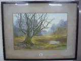 watercolour, autumnal woodland, signed bottom left, approximately 37cm x 54cm by Christine Wells, watercolour, sold Mar 2016