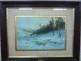 print, 'The Silent Shadowy Close of Day', shepherd and flock, with plaque on frame by Sharrin D, print, sold Mar 2016