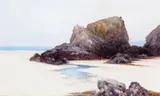 Near Perranporth, Cornwall Signed Gouache on cream paper 27 x 44.5cm ++One or two very minor blemishes in sky, good condition by Frederick John Widgery, Gouache on cream paper, sold Jun 2016