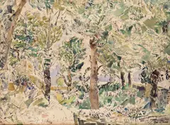 Sheep in a wooded grove Signed and dated 1939 Pen by Thomas Hennell, 1939, Pen, ink and watercolour, sold Jun 2016