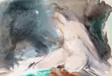 Seated nude Signed Watercolour, unframed 37.5 x 53.5cm ++Good condition by Percy Ivor Hunt, Watercolour, unframed, offered Jun 2016