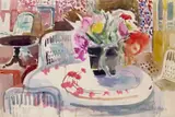 Interior with flowers on a table Signed and dated 1949 Watercolour 35 x 52cm ++In good condition by Katherine Mary Fryer, 1949, Watercolour, sold Jun 2016