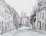 Winchester, Great Minster Street Signed and dated 1914, inscribed on a label verso Pencil and wash 15.5 x 19.5cm ++Good condition by Muirhead Bone, 1914, Pencil and wash, sold Jun 2016