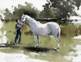 The pony; Fishing Two, both signed Both watercolour 23.5 x 30.5cm and 25 x 34cm (2) Provenance: Fishing only by John Yardley, watercolour, sold Jun 2016