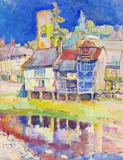 Montignac sur Vézère, Dordogne, France Signed and dated 52 Pen by Frank Dobson, Pen, ink and watercolour, sold Jun 2016