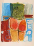 Rear view and black and white abstracts Three all watercolour, unframed Each 76 x 56cm With an untitled abstract print by the same hand (4) ++As viewed by Henry Cliffe, watercolour, sold Jun 2016