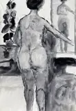 Standing nude Two both watercolour, unframed Each 55.5 x 38cm With an untitled, unframed abstract by the same hand (3) ++As viewed by Henry Cliffe, watercolour, sold Jun 2016