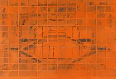 Philip Johnson by Keith Milow, Watercolour on orange paper, unframed, sold Jun 2016